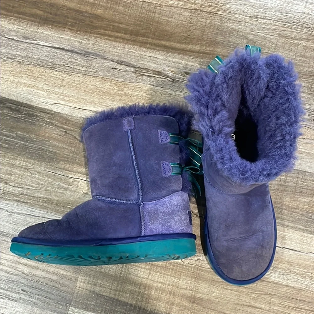 UGG Kids' Purple Boots with Green Accents - Picture 2 of 4